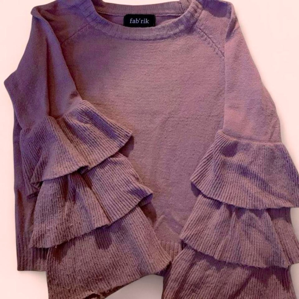 Fabrik Lavender Ruffle Bell Sleeve Pullover
